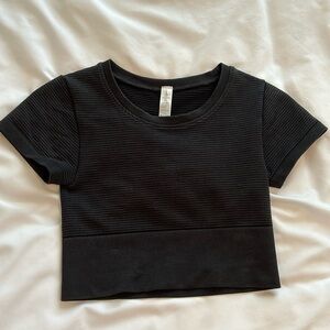 aerie cropped sports athletic material ribbed shirt